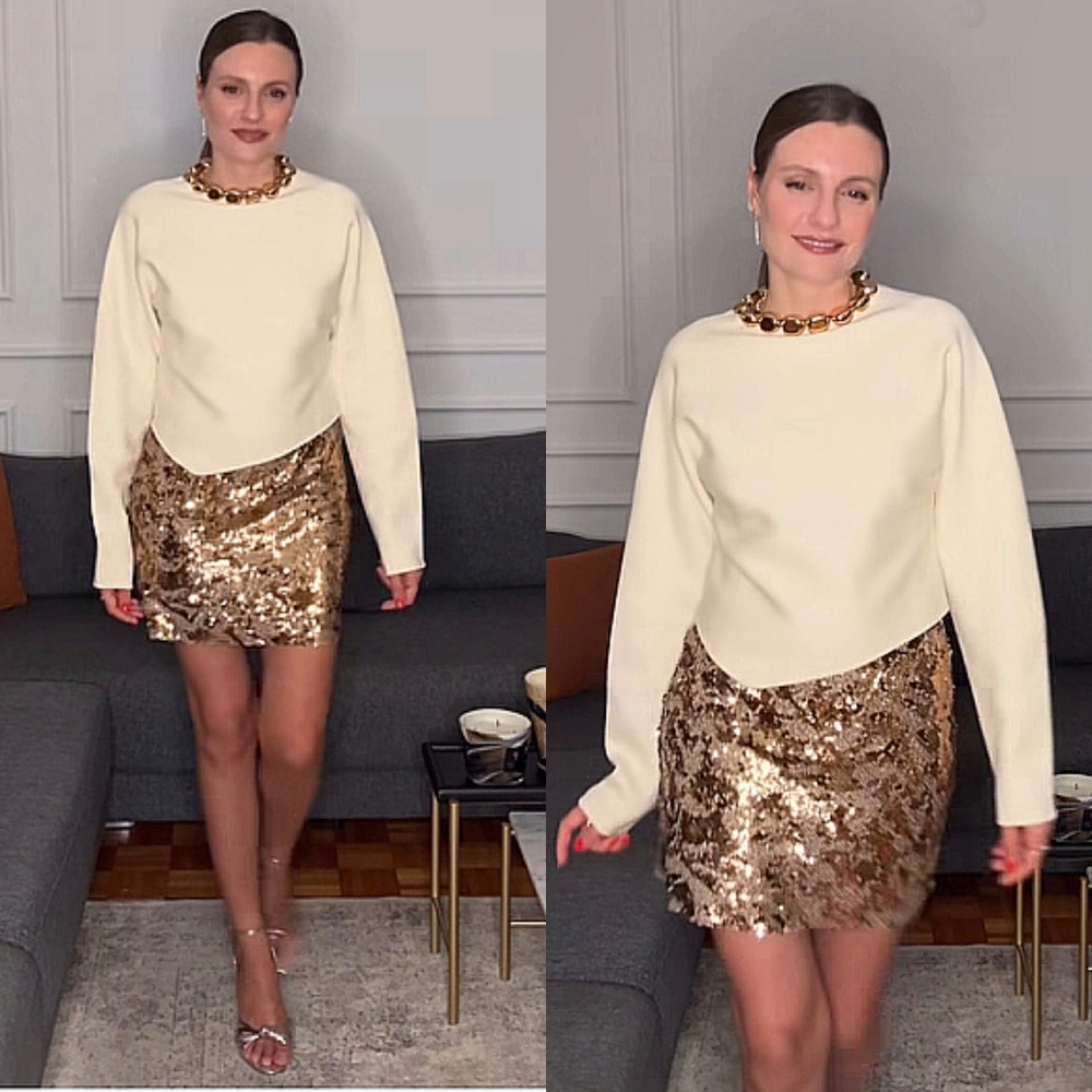 Zara Gold Sequin Mini Skirt